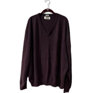 Joseph Abboud 100% Cashmere Men's V-Neck Sweater in Deep Plum